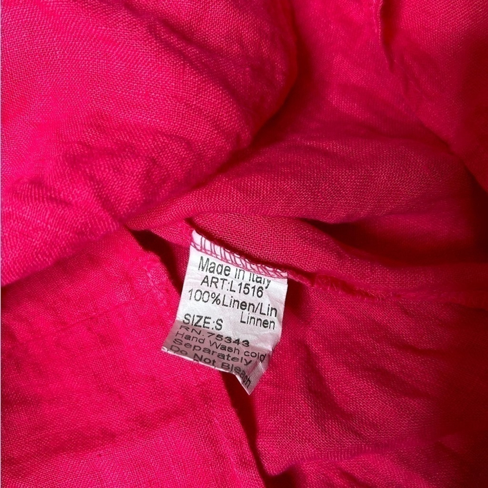 Lungo L'arno Women's Pink Linen Dress Made In Italy Summer Beach Casual Small - Picture 11 of 13